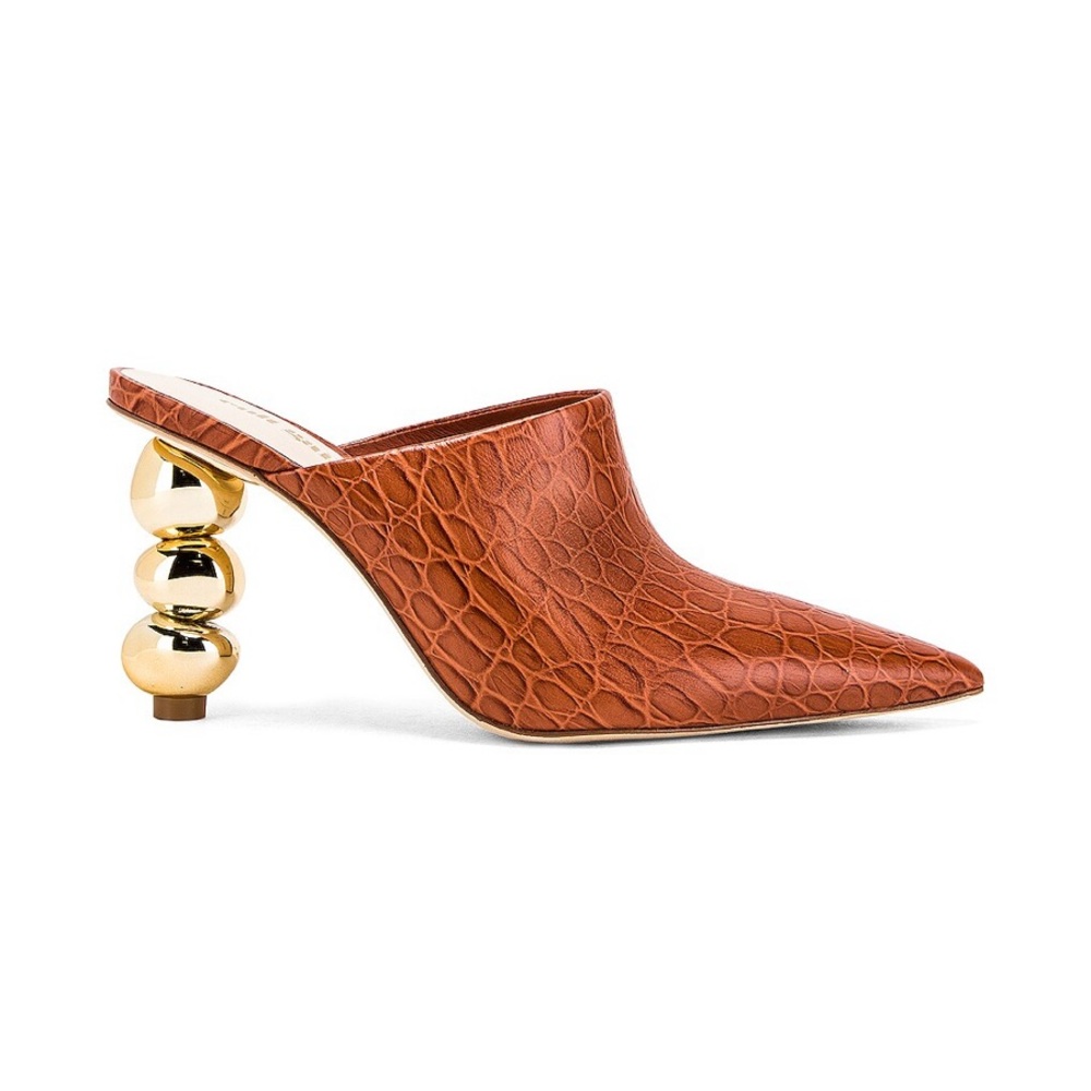 Cult Gaia Brown and Gold Textured Leather Mules (size 8)- Brand New with tags